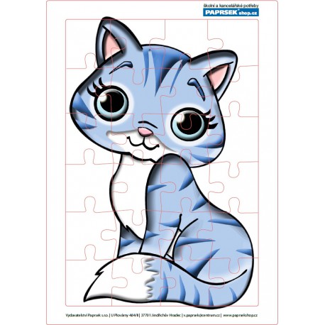 Puzzle PAPRSEK® A4 s rámečkem na podložce ve folii, 24 dílků - kočička