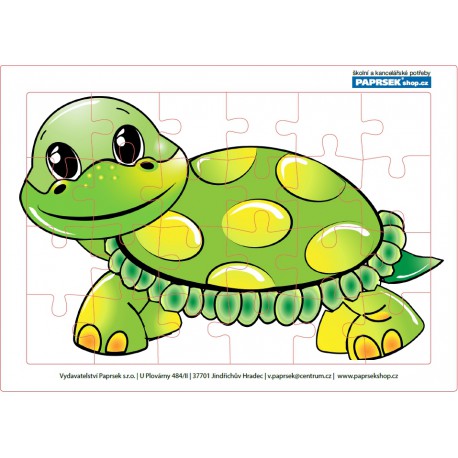 Puzzle PAPRSEK® A4 s rámečkem na podložce ve folii, 24 dílků - želvička